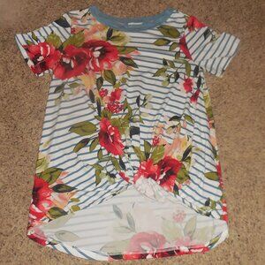 Oddy Twist Front Tuck Tee Floral L